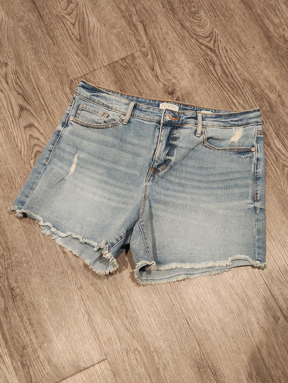 Sofia Jeans By Sofia Vergara Light Blue Distressed Denim Women's Shorts Size 12